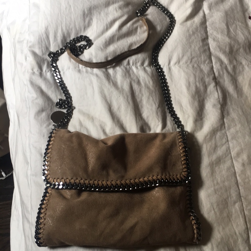 Stella McCartney Falabella Brown Crossbody Chain-Trim Shoulder Bag